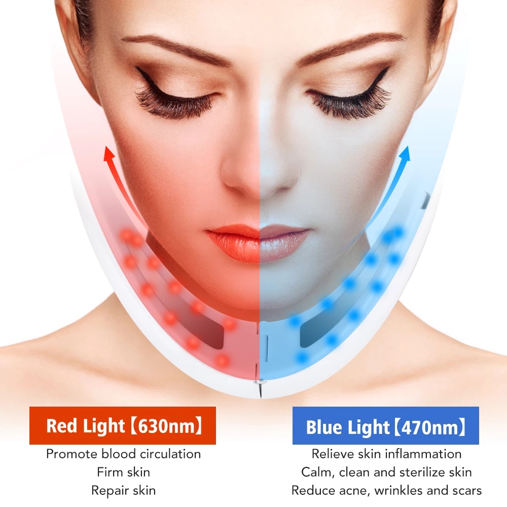 EMS Facial Lifting Device LED Photon Therapy Face Slimming Vibration Massager Double Chin V Line Lift Belt Cellulite Jaw Device