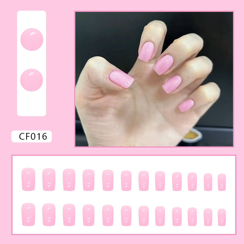 24pcs Detachable Square head False Nails Wearable Simple Color Fake Nails Full Cover Nail Tips With double-sided adhesive tape