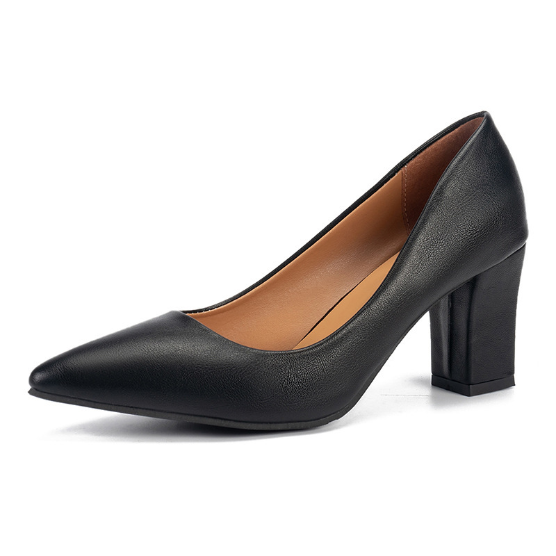 Women's White Block Heels Elegant Point Toe Slip On Pumps Women's Fashion Solid Color Dress Heels