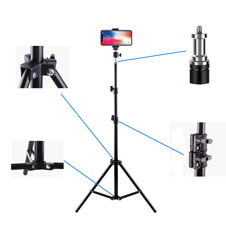 210cm 82inch Table Floor Tripod For Phone Camera Metal Stands Reflectors Photo Studio Video Flash Lighting