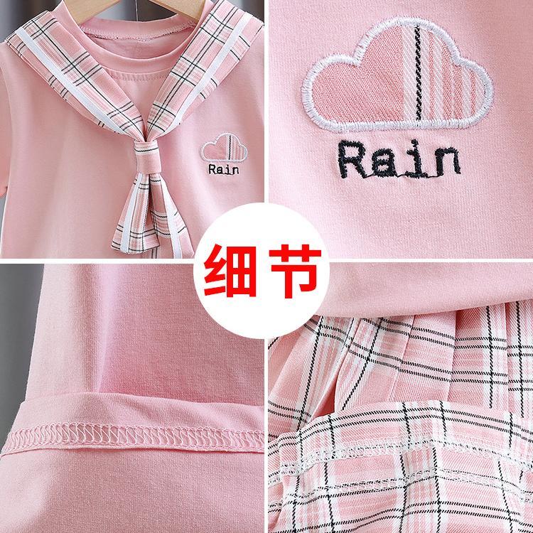 Toddler Kids Baby Girls Short Sleeves Tie a knot T-shirt Tops+Skirt Set Outfits Clothes 2PCS