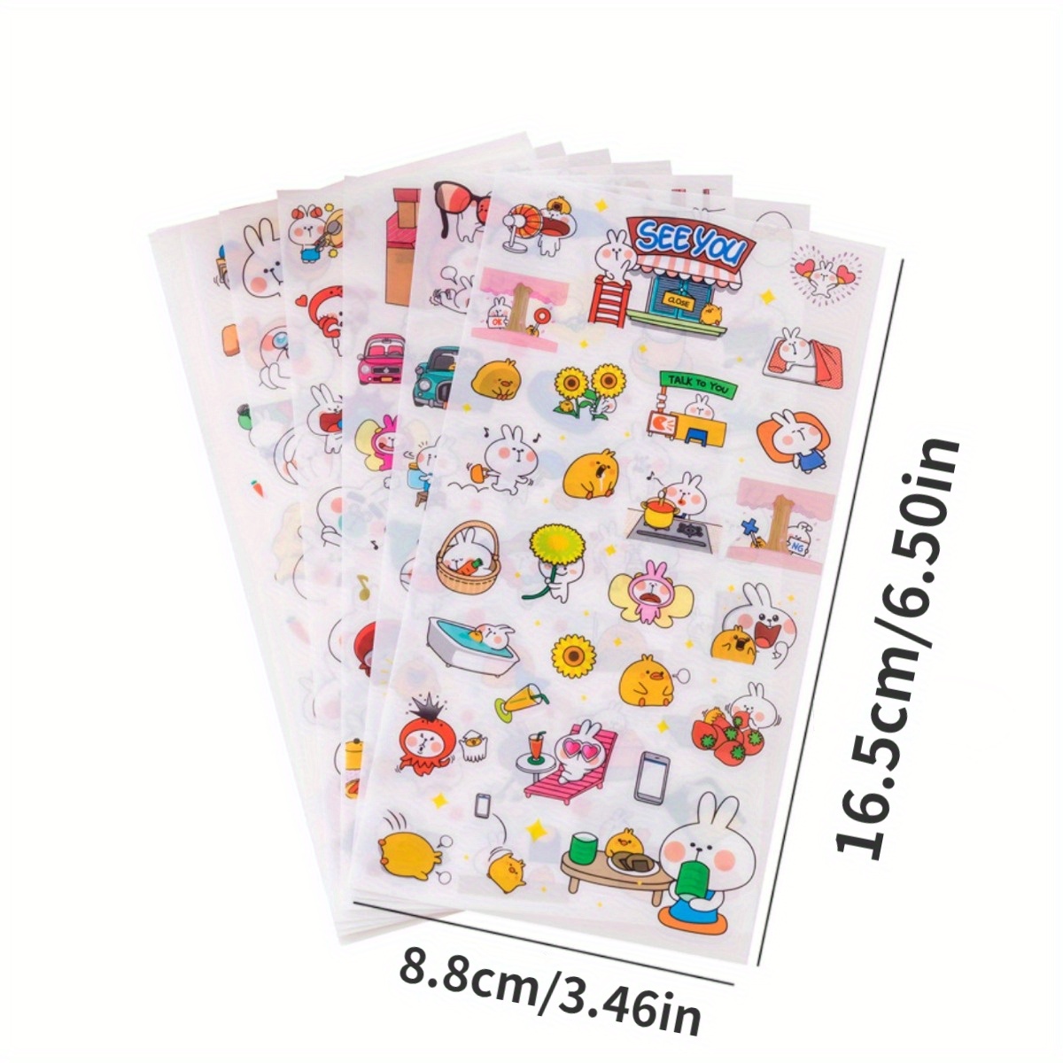 6sheets Cartoon Stickers Decorative Stickers For Water Bottle Computer, Notebook Luggage Phone