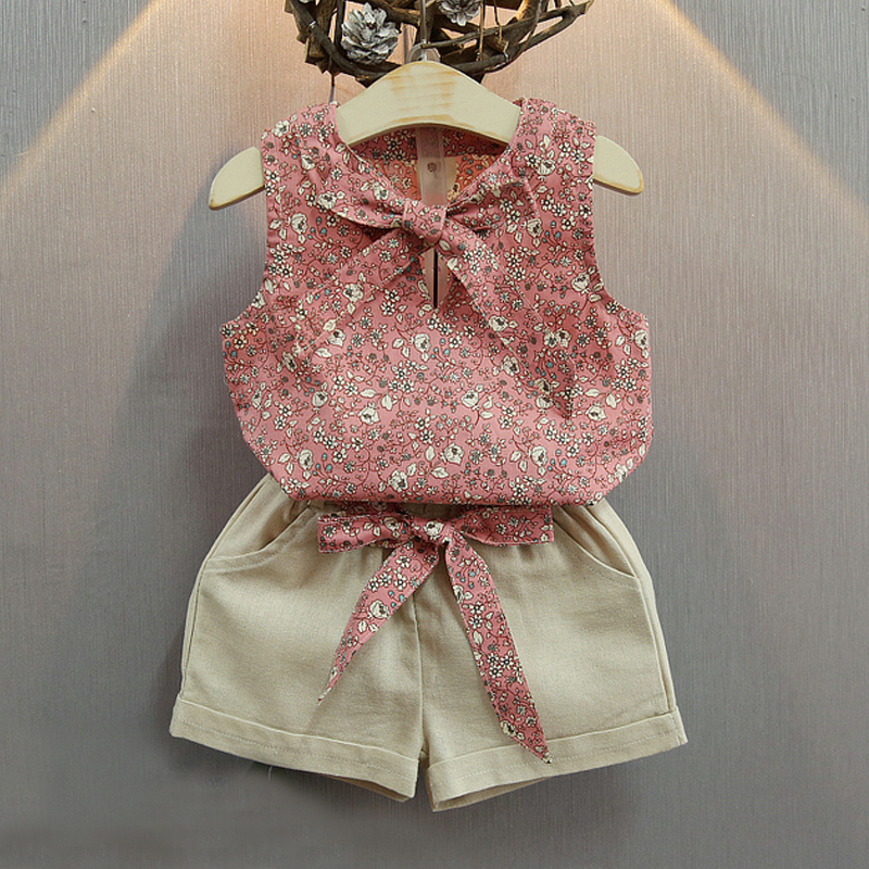 Baby Girl Clothes floral Fashion Cartoon Girls Summer Set Clothes Baby Suits Kids T Shirt +Pants Children