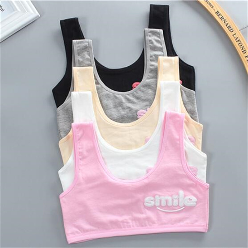 Teen girl bra vest cotton spandex sports big girl kids underwear letters