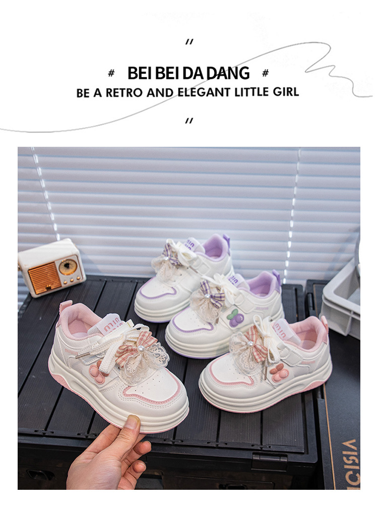 Children's board shoes, girls' sports shoes, spring 2026 new sweet anti slip soft sole casual children's shoes