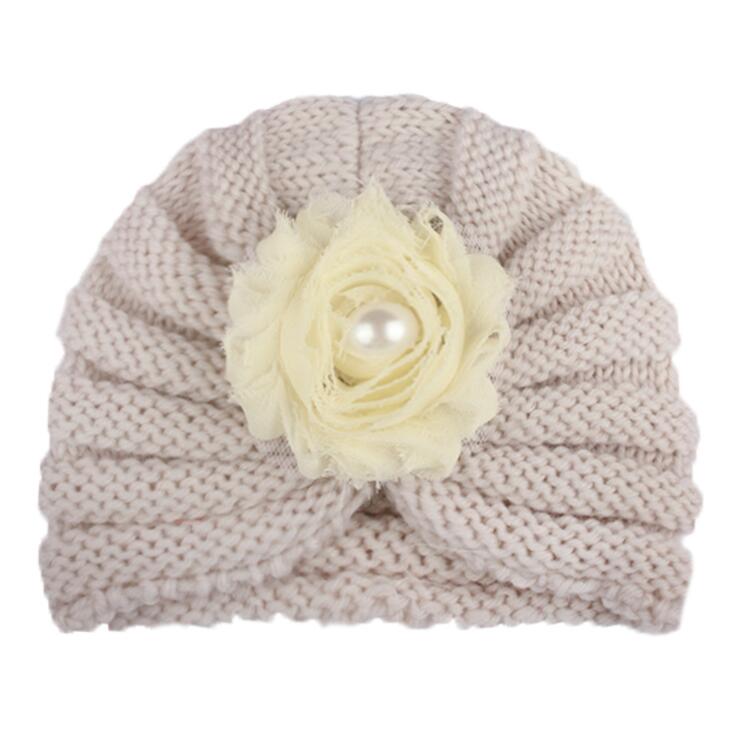 New popular baby hat children's wool CHIFFON FLOWER knitted hat outdoor Baotou hat