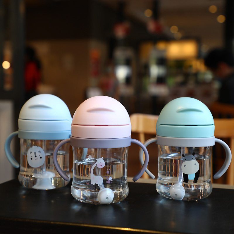 250ml Baby Feeding Cup with Straw Children Learn Feeding Drinking Bottle Kids Training Cup with Straw