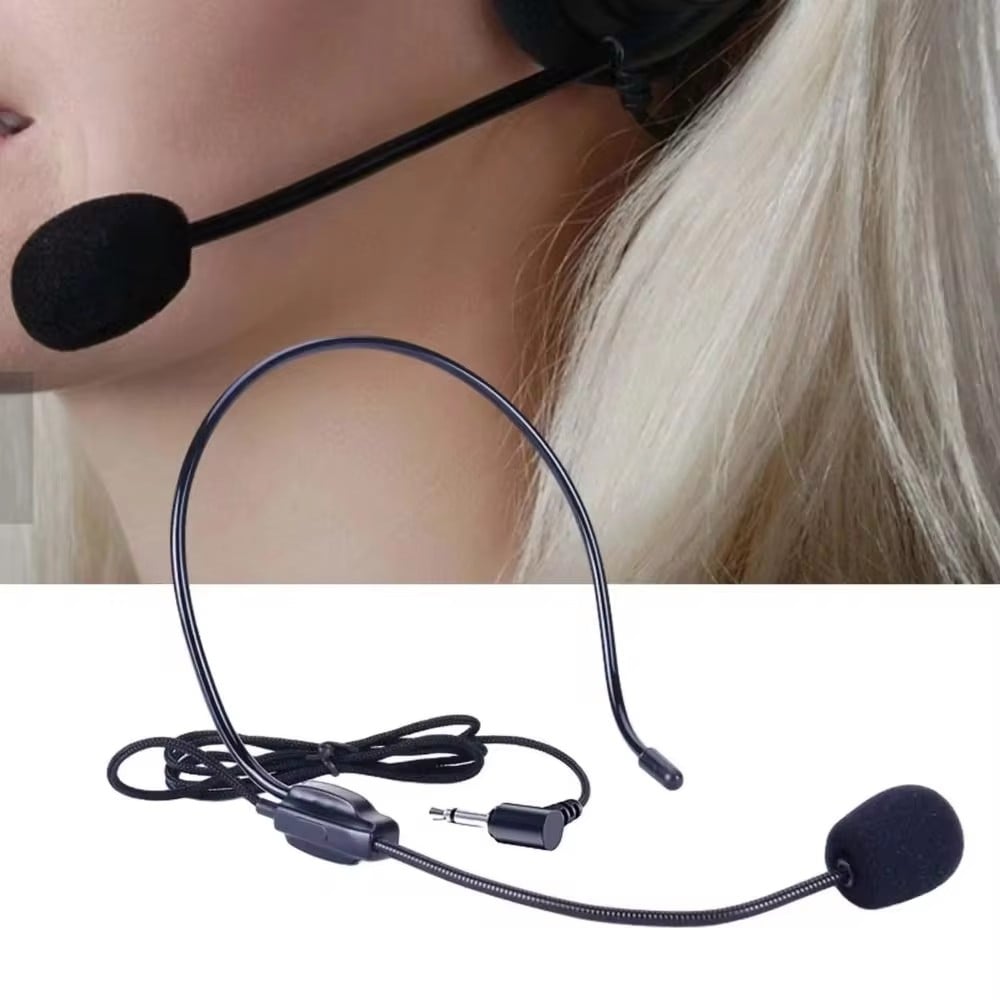 Head-mounted Wired Microphone New 3.5mm Plug Flexible Speech Headset Mic Portable Interview Speech Headset Microphone