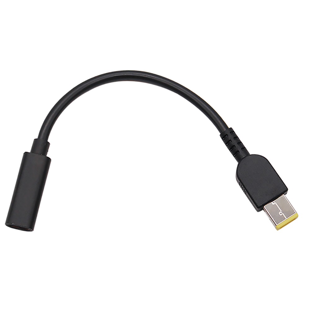 Type-C Female to Square 20V DC Male PD Power Charger Connector Cable 16cm 3A 65W for Lenovo Thinkpad USB 3.1 Adapter Black