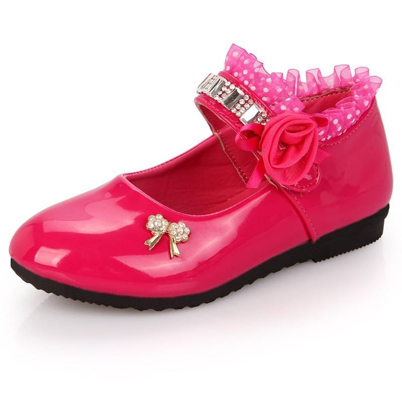 Autumn Bow Girls Leather Shoes Cute Fashion Floral Party Shoes Children Shoes
