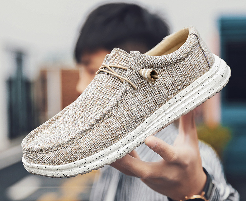 Spring Business Fashion Large Leisure Dad Shoes Denim Canvas Sewing Simplicity Soft Bottom Slip-on Holiday Sailing Men's Shoes