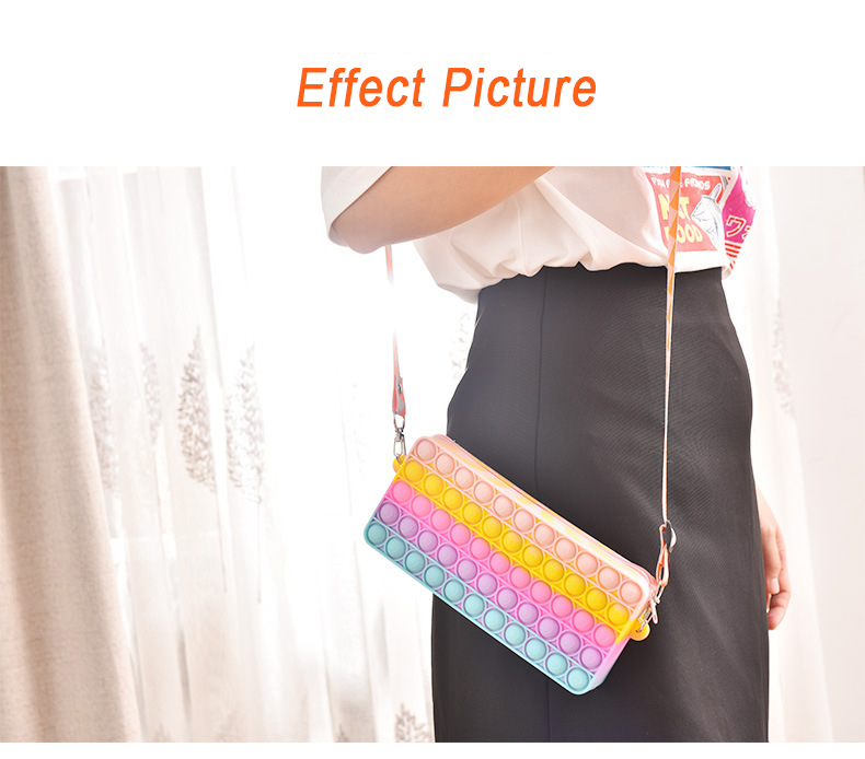 Fashion Pop Push Bubble Fidget Shoulder Bag With Strap Large Capacity Pencil Case Coin Purse Kids Wallet Antistress Fidget Toys