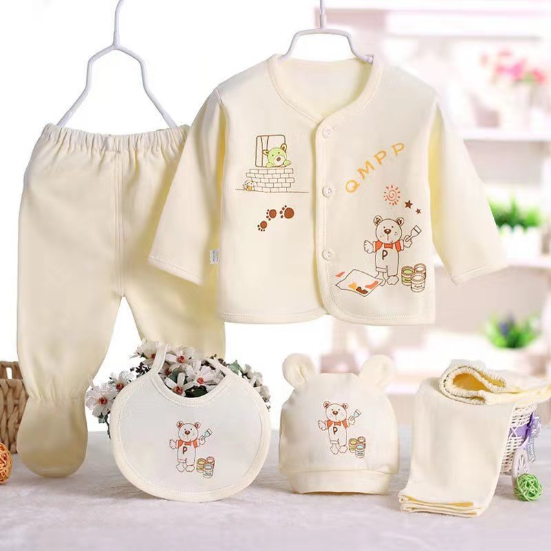 5 Pieces Autumn Newborn Clothing Fashion Cotton Infant Underwear Baby Boys Girls Suits Set Clothes for 0-3M