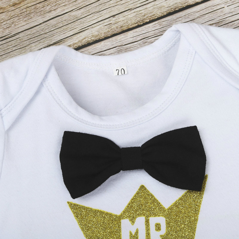 Baby short-sleeved summer boy birthday bow tie robe romper suspenders shorts baby clothes