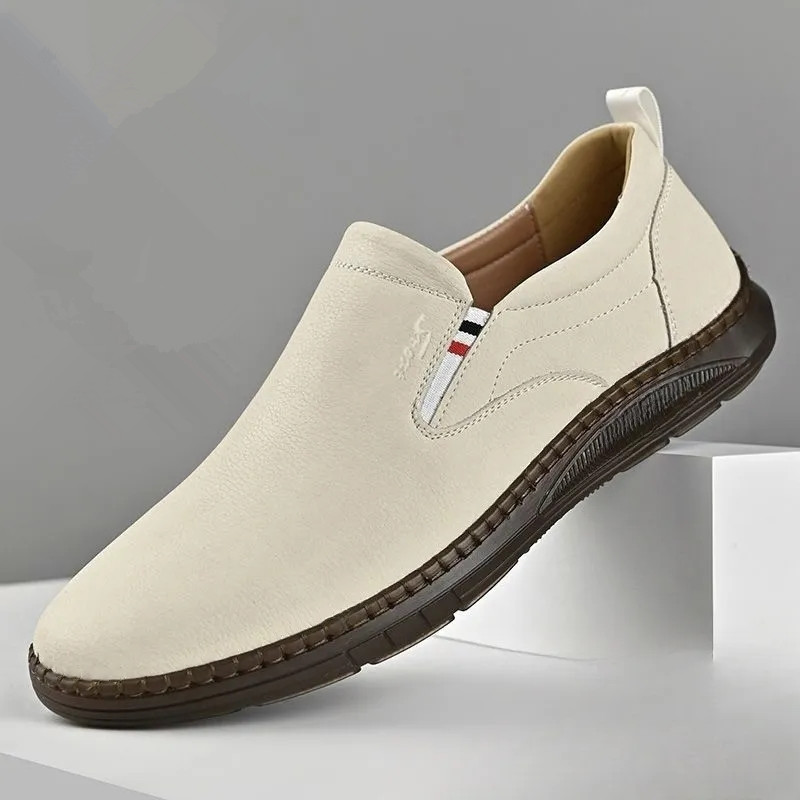 Men's Shoes Round Toe Ltalian Casual Cow Leather Loafers Dress Shoes