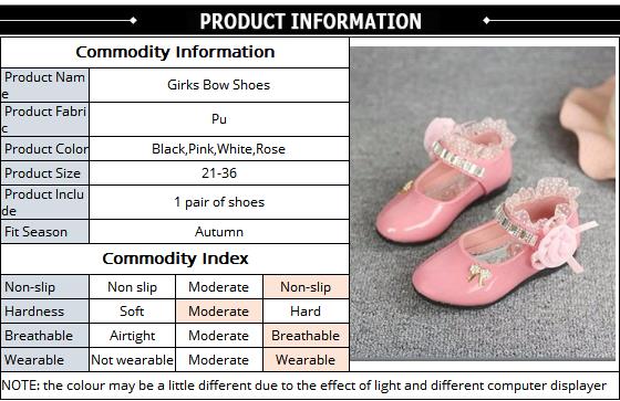 Autumn Bow Girls Leather Shoes Cute Fashion Floral Party Shoes Children Shoes