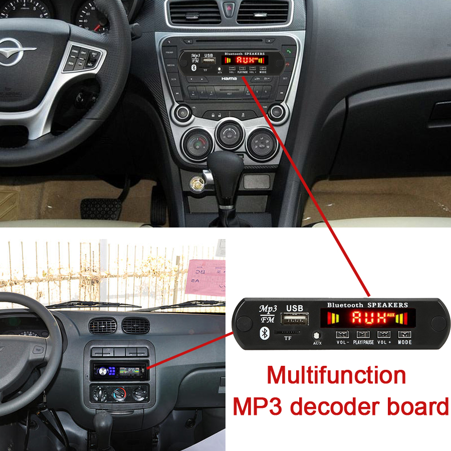 2*15W/2*25W Amplifier MP3 Player Bluetooth Decoder Board 12V Bluetooth 5.0 50W amplifier Car FM Radio Module Support TF USB AUX