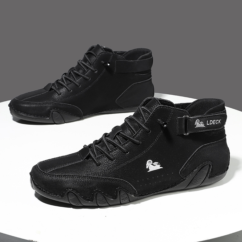 large size 39-48 fashionable high-quality leather breathable men's casual shoes low top ankle boot