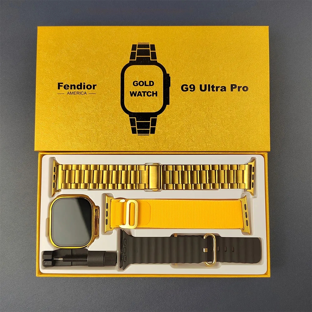 New G9 Ultra Pro Gold Smart Watch Ultra Series 8 NFC Bluetooth Call Men Smartwatch 2023 Watch Ultra Wireless Charging for Apple