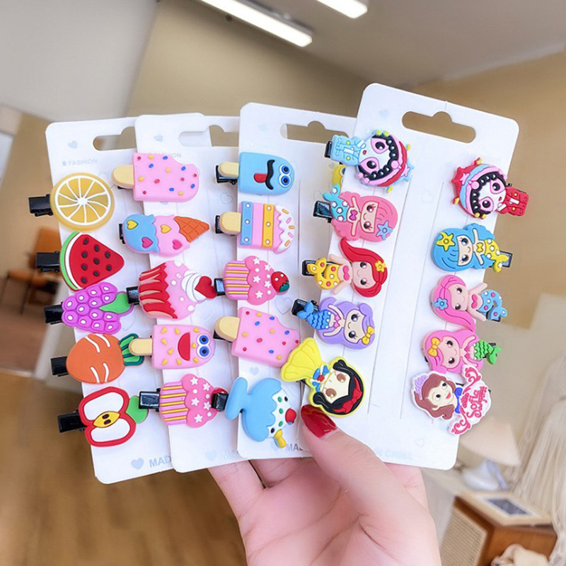 10PCS/Set New Girls Cute Cartoon Ice Cream Unicorn Hair Clips Kids Lovely Hairpins Headband Barrettes Fashion Hair Accessories