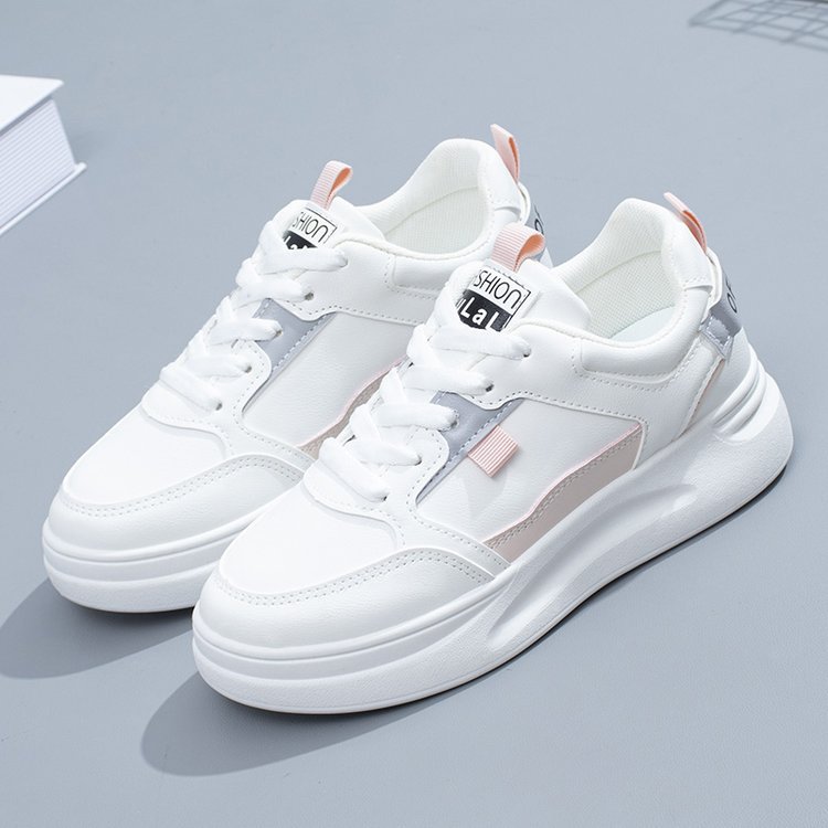 2024 White Thick Platform Sneakers Women Girls Pu Leather Casual Loafers Flats Shoes Walking Sports Vulcanized Rubber Sole Shoes