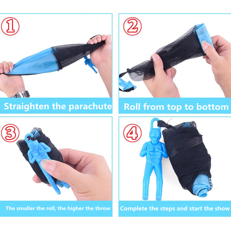 Kids Hand Throwing Parachute Toy for Children's Educational Parachute with Figure Soldier Outdoor Fun Sports Play Game Kids Game
