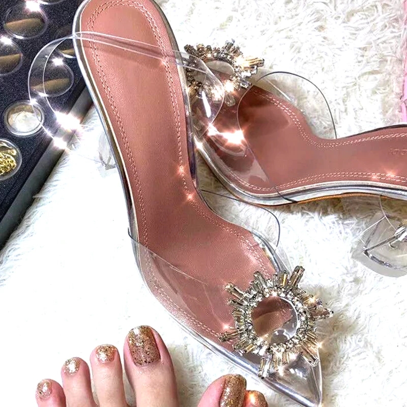 Brand Women Pumps Luxury Crystal Slingback High Heels Ladies Summer Shoes Pumps Woman Heeled Party Wedding Shoes Plus Size