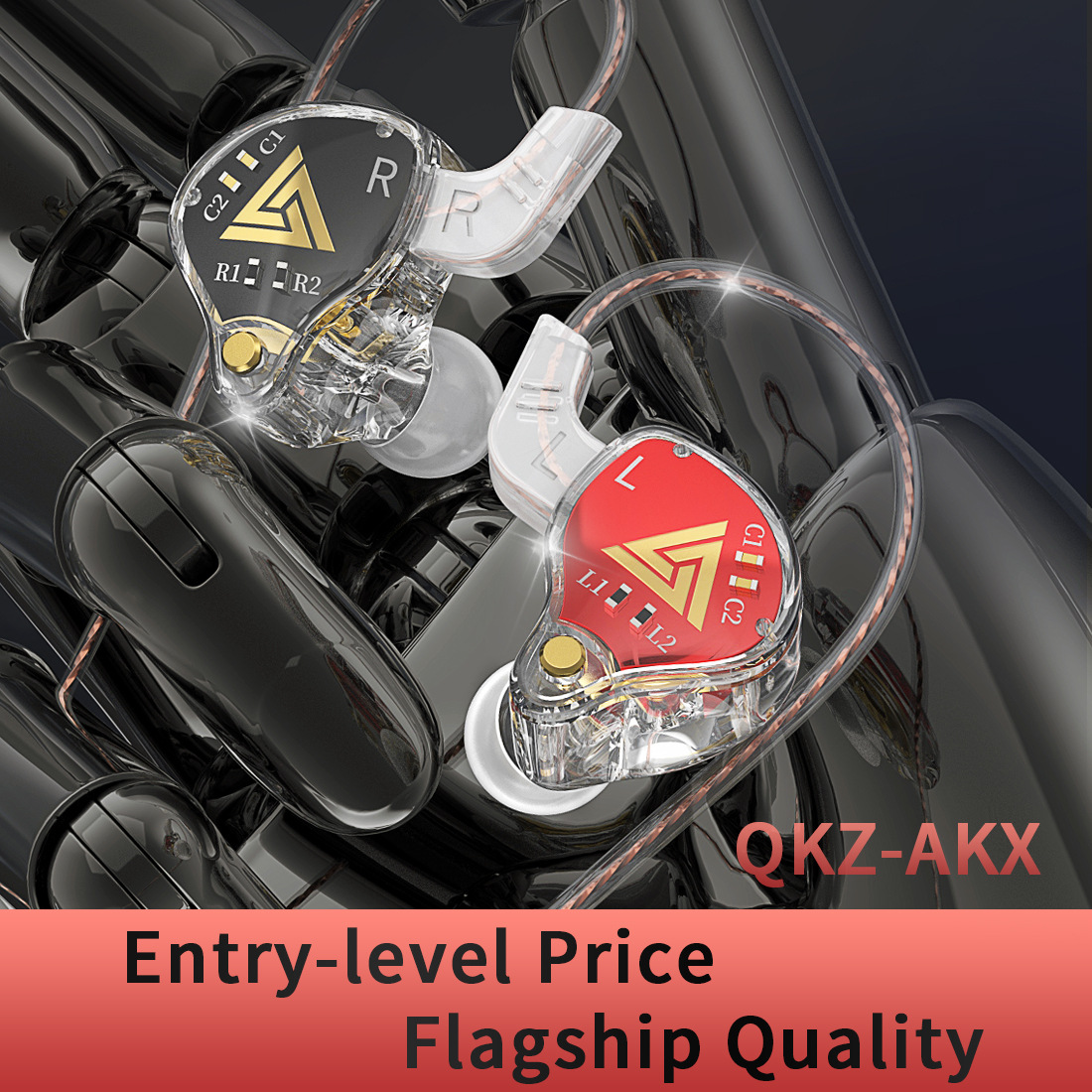 QKZ AKX monitoring earphones HiFi fever earphones deep bass in ear remote control mobile phone sports earphones
