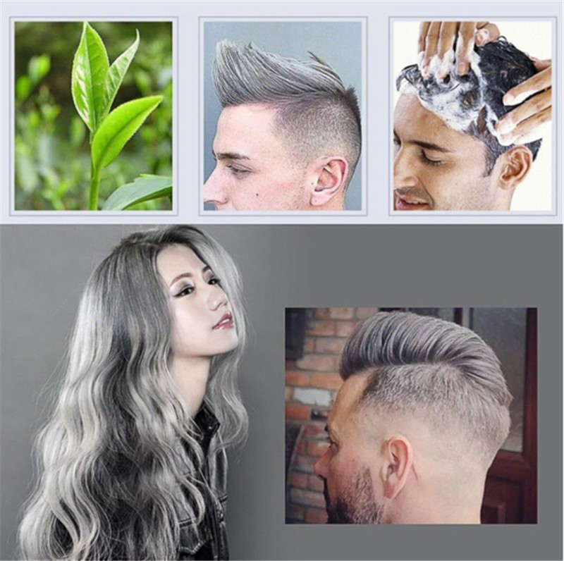 120g Unisex Hair Color Wax Mud Hair Dye Molding Hair Styling Coloring Paste Grandma Grey Green Hair Dye Wax Ceam Harajuku Style