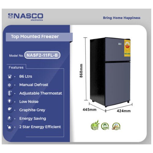 NASCO 86L TABLE TOP NASF2-11FL-B FRIDGE