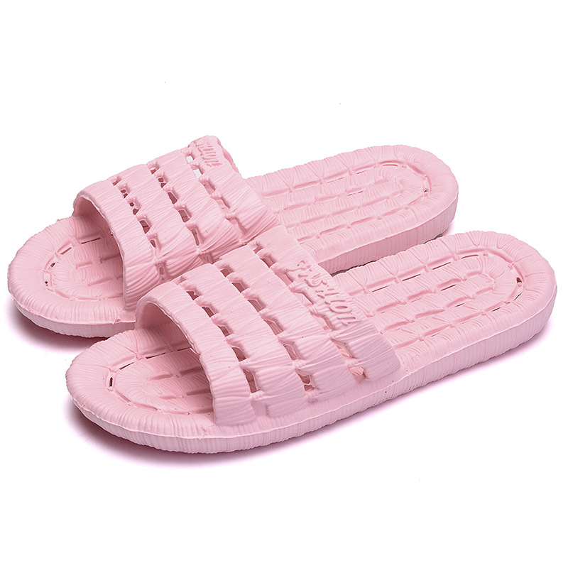 slippers four seasons bath leaky slippers men and women soft bottom hollow anti-skid couple bathroom sandals