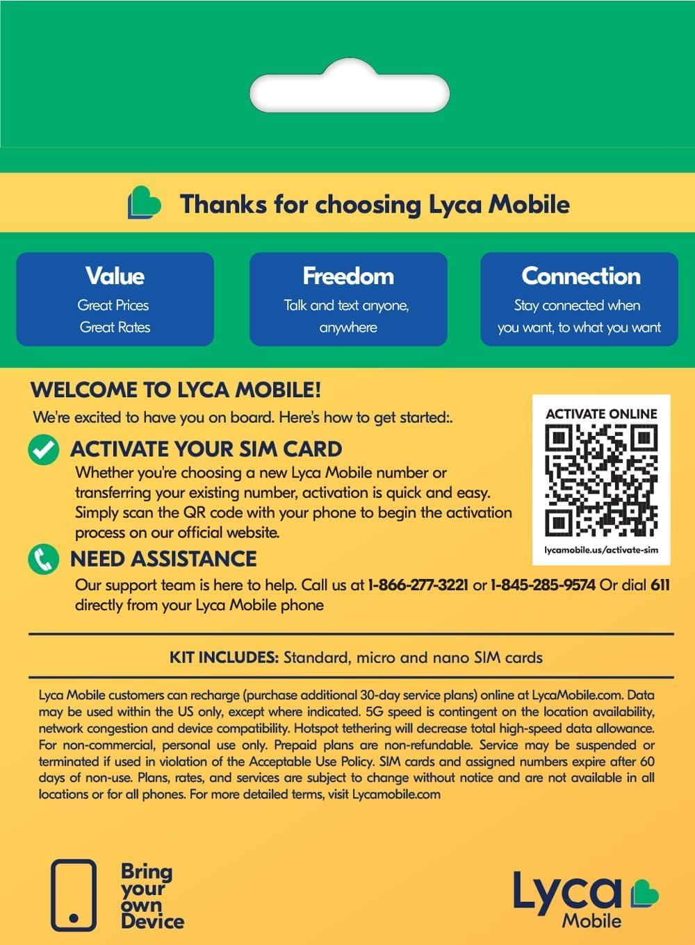 Lyca Mobile USA Prepaid 5G/4G SIM Card | $19 Plan | Unlimited Talk, Text & Data | 5GB High Speed Data (5GB Hotspot) | 30 Days