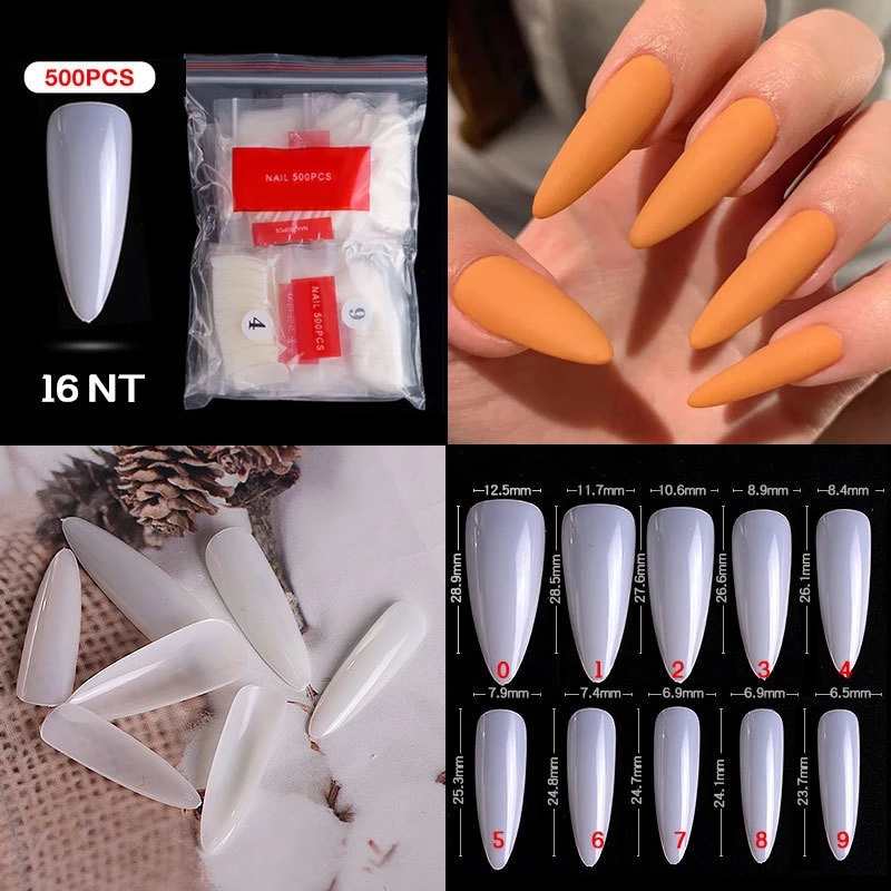 500Pcs Artificial Transparent Natural False Nails French Style Half Cover Manicure Tips Nail Art Patch Fashion Acrylic Nail Art