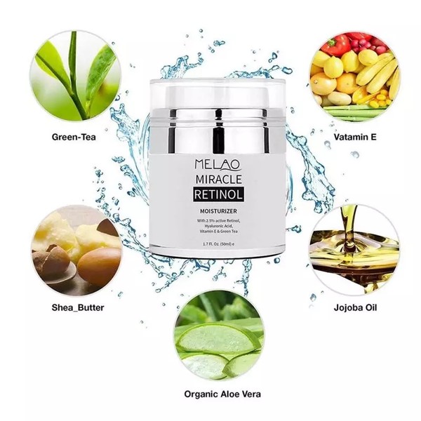 MELAO 50g Day Night 2.5% Retinol Cream Hyaluronic Acid Reduces Wrinkles Fine Lines Face Cream Retinol Moisturizer Cream TSLM1