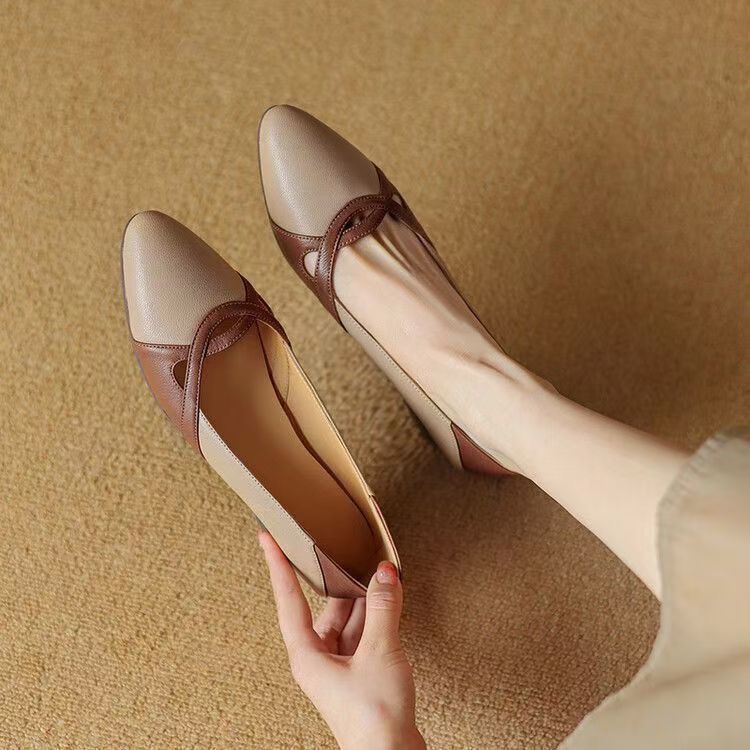 Women's PU Shallow Pointed Toe Low Top Shoes Low Heel Rubber Flat Sole Lightweight Non-Slip Comfort Casual Daily Shoes