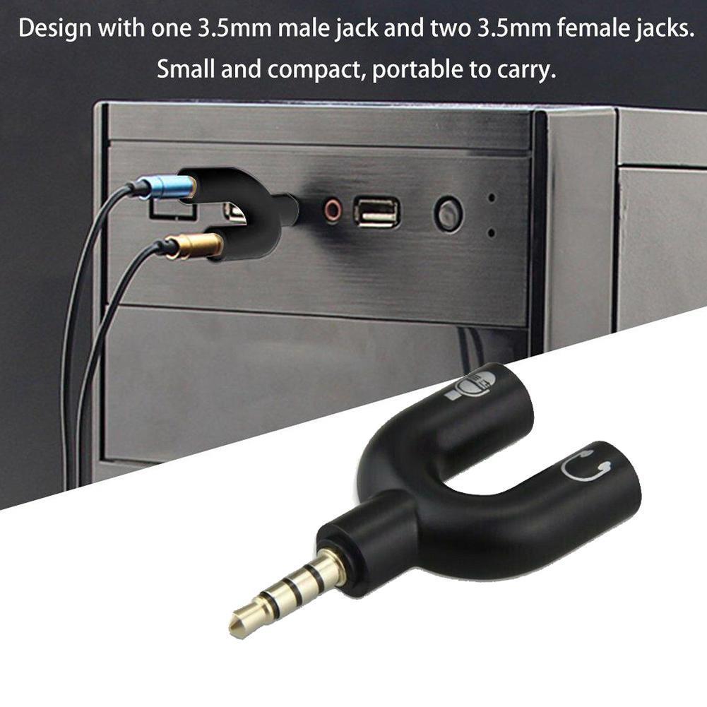 New 3.5mm Microphone Audio Converter Adapter Splitter Sound Stereo Audio Jack Interface External For 2 Way U Headset Speakers