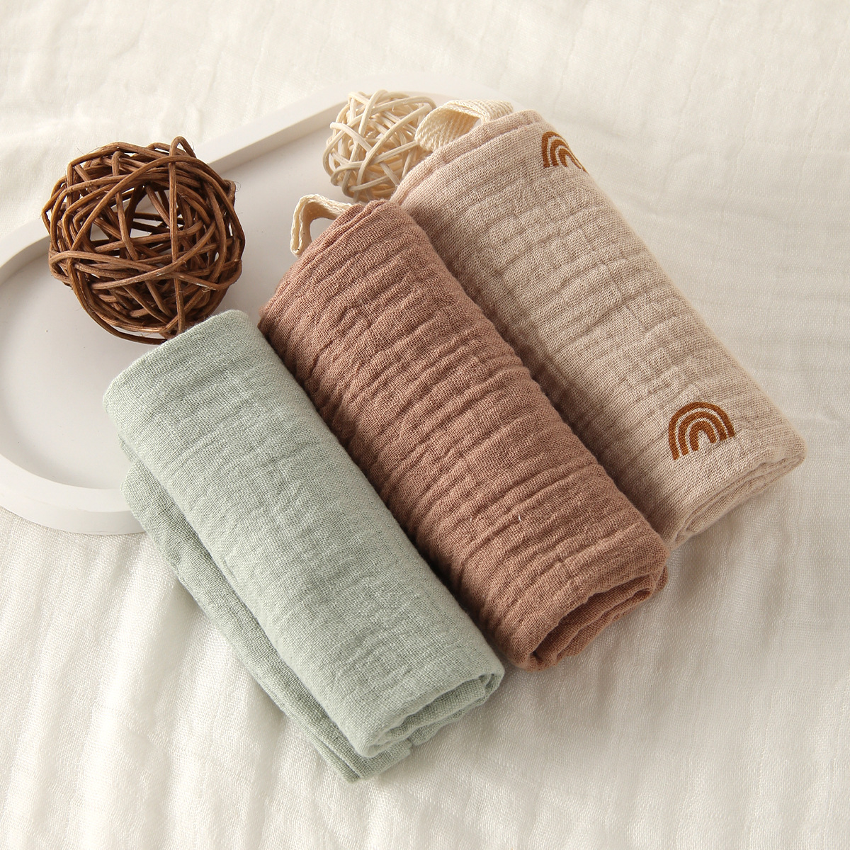 3Pcs Baby Cotton Washcloth Newborn Burp Cloth Square Towels 6-Layer Pure Cotton Soft Absorbent Gauze Cotton Baby Towels