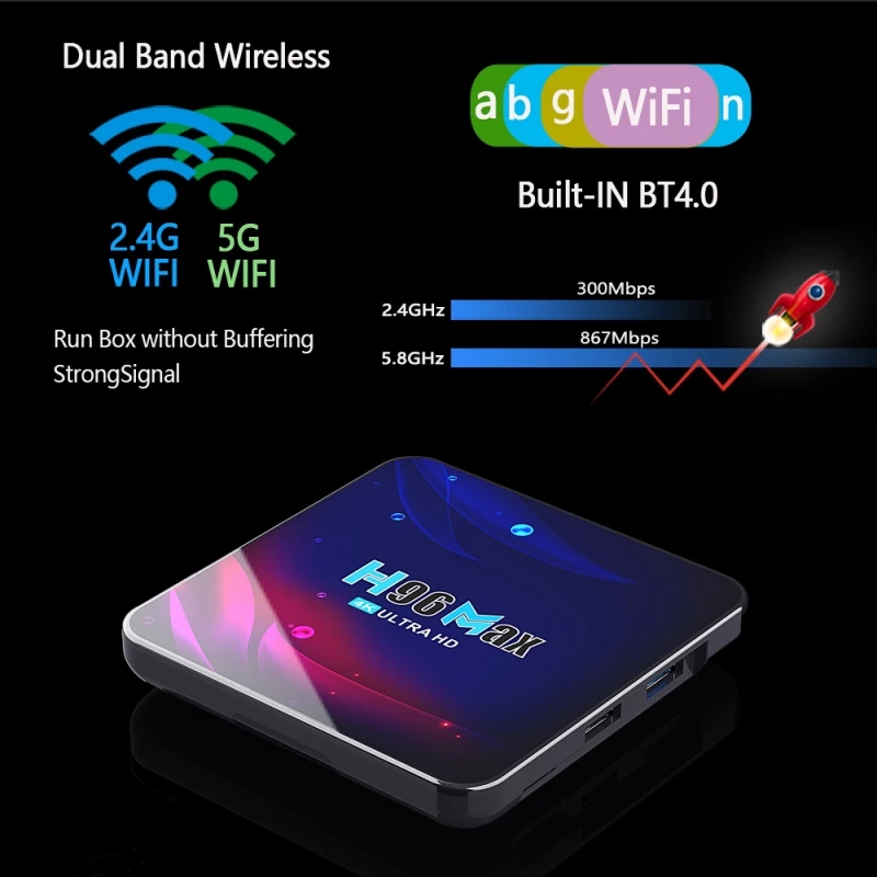 Latest H96 MAX Android 9.0 Smart TV BOX 4GB+64GB Bluetooth 4K Quad Core WiFi Netflix Youtube Google Play Home Audio Media