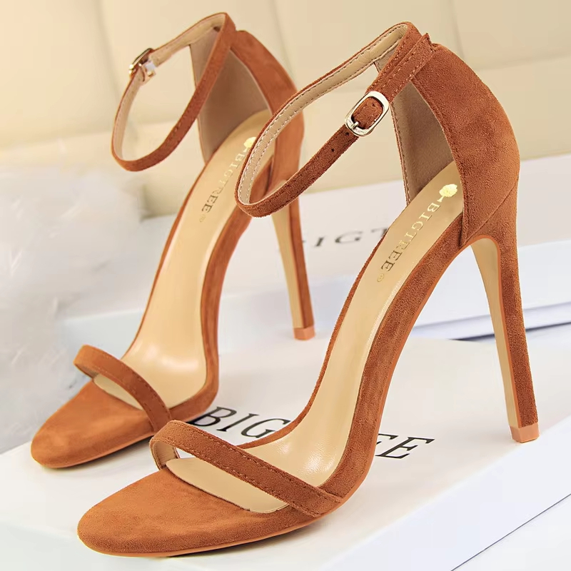 Summer Women Sandals Suede Hollow High Heels Stiletto Fashion Sandles Women Heels Ladies Shoes Women's Sandals