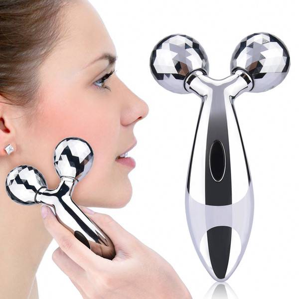 3D Roller Massager 360 Rotate Silver Thin Face Full Body Shape Lifting Wrinkle Remover Slimming Facial Massage Relaxation Tool