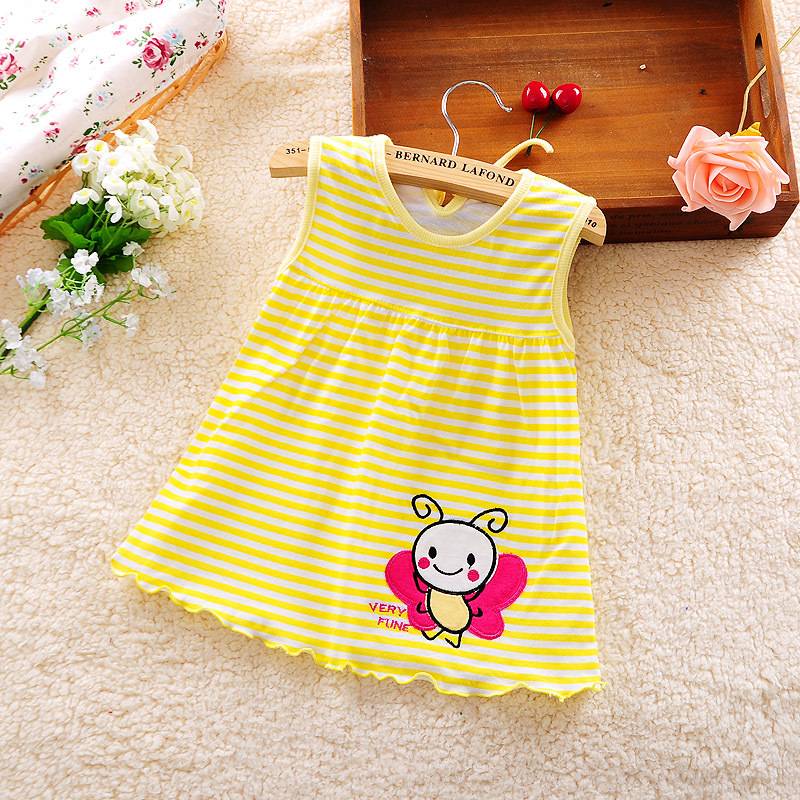 Little Girl in Sleeveless Dress Casual Cotton Vest Little Princess Dress