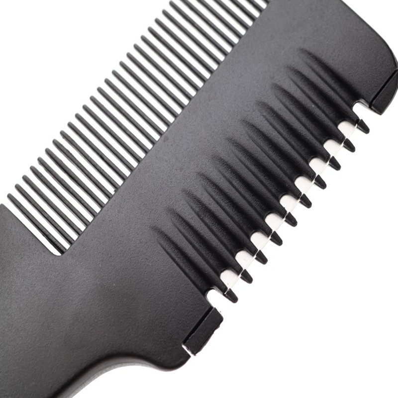 Hair Cutting Comb Black Handle Hair Brushes with Razor Blades Cutting Thinning Trimmin Hair Salon DIY Styling Tools &