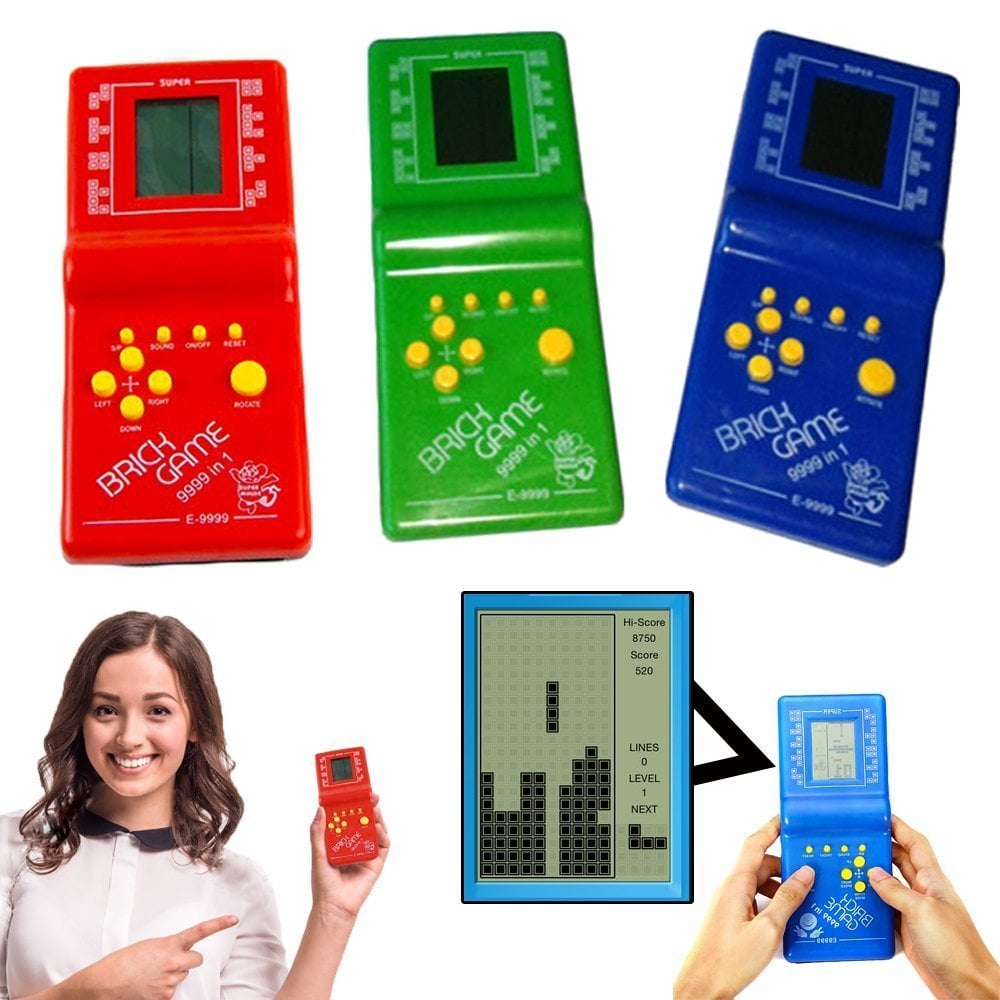 Classic Handheld Game Machine Tetris Brick Game Kids Game Machine with Game Music Playback without Battery