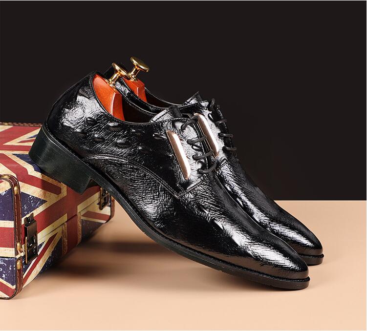 Men's Classic British Business Leather Shoes Mens Lace-Up Pointed Toe Dress Office Flats Men Wedding Party Oxfords EU Size 37-48