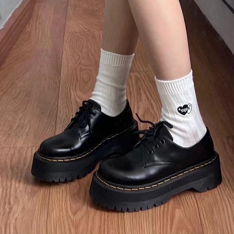 Shoes for Women Mary Janes 's High Heels Fashion Lace Up Casual Boots New Round Toe Platform
