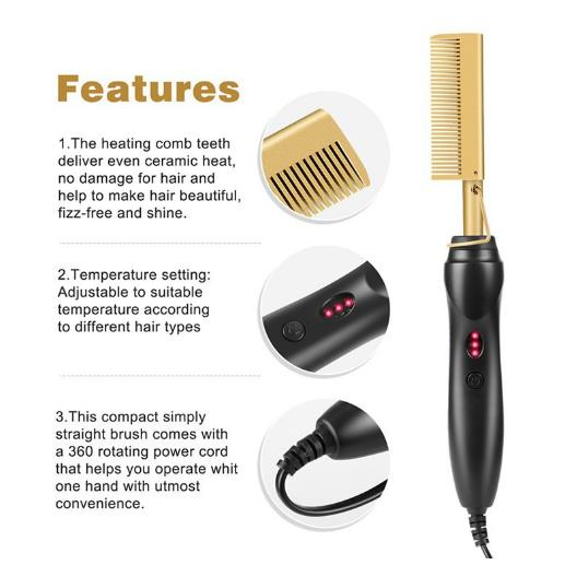 straight hair curling rod, household curling straight multifunctional bangs electric comb Wet /dry copper comb