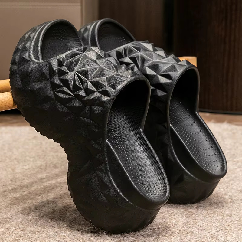 7CM Women Summer High Heeled Slippers Ladies Indoor Wedges Non-slips Sandals Couples Outdoor Beach Thick Sole EVA Flip Flops