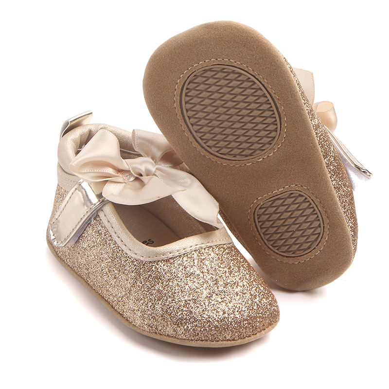Shiny baby princess shoes baby shoes soft bottom non-slip shoes 0-1 years old spring and autumn