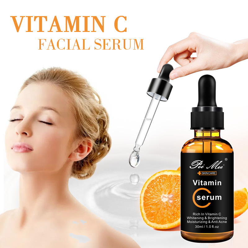 30ml Vitamin C Serum Anti-aging Whitening VC Essence Oil Topical Facial Serum with Hyaluronic Acid Vitamin E Cosmetic