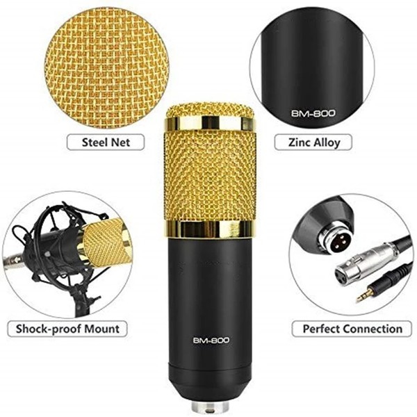 Condenser Microphone Studio Sound 3.5mm Wired Vocal Recording Microphone Broadcast And Studio Shock Mount Radio Microphones